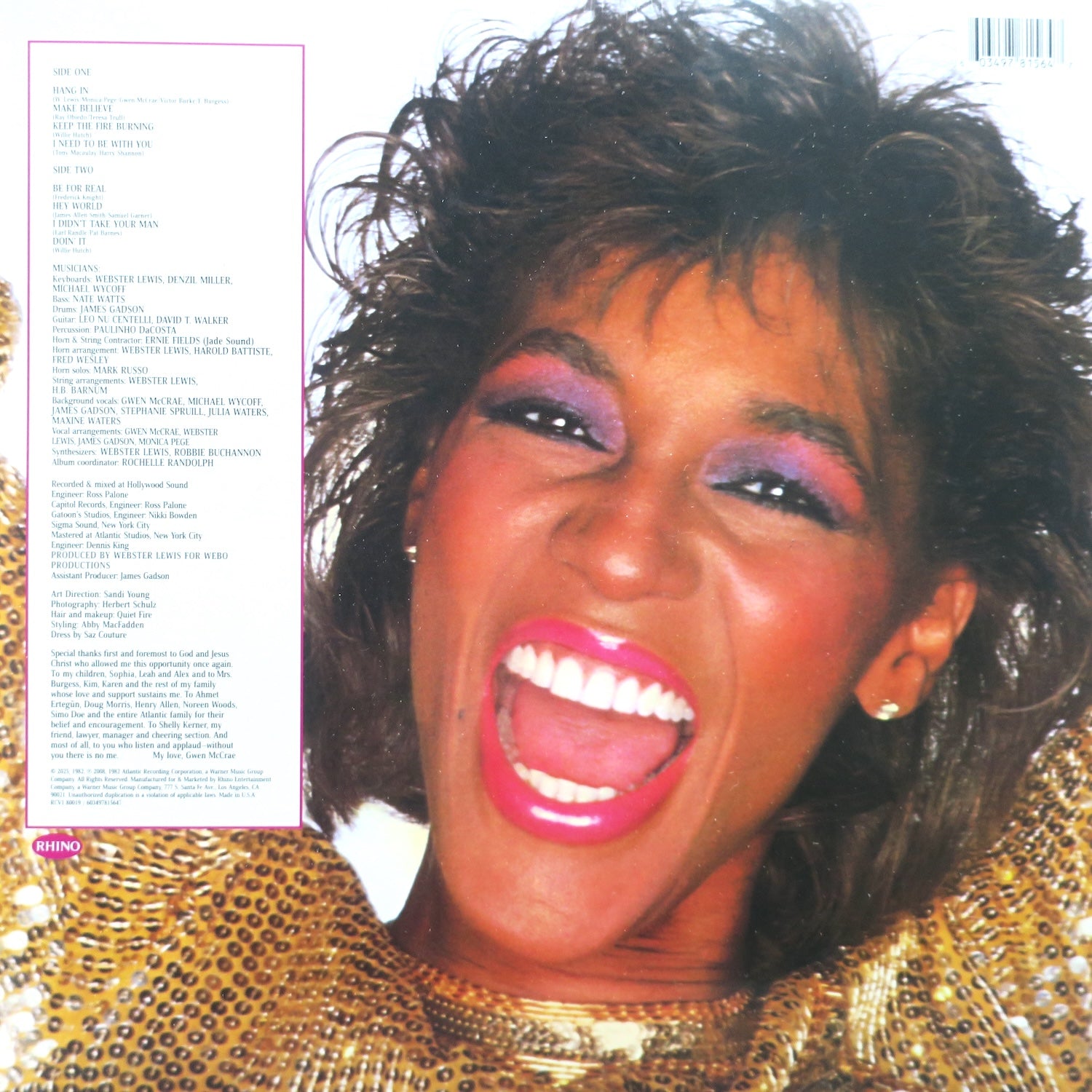 GWEN MCCRAE 'On My Way' PINK Vinyl LP (1982 Soul/Disco