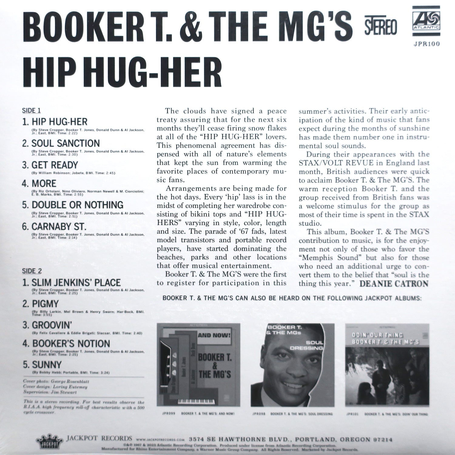 BOOKER T & THE MG'S 'Hip Hug-Her' HOT PINK Vinyl LP (1967