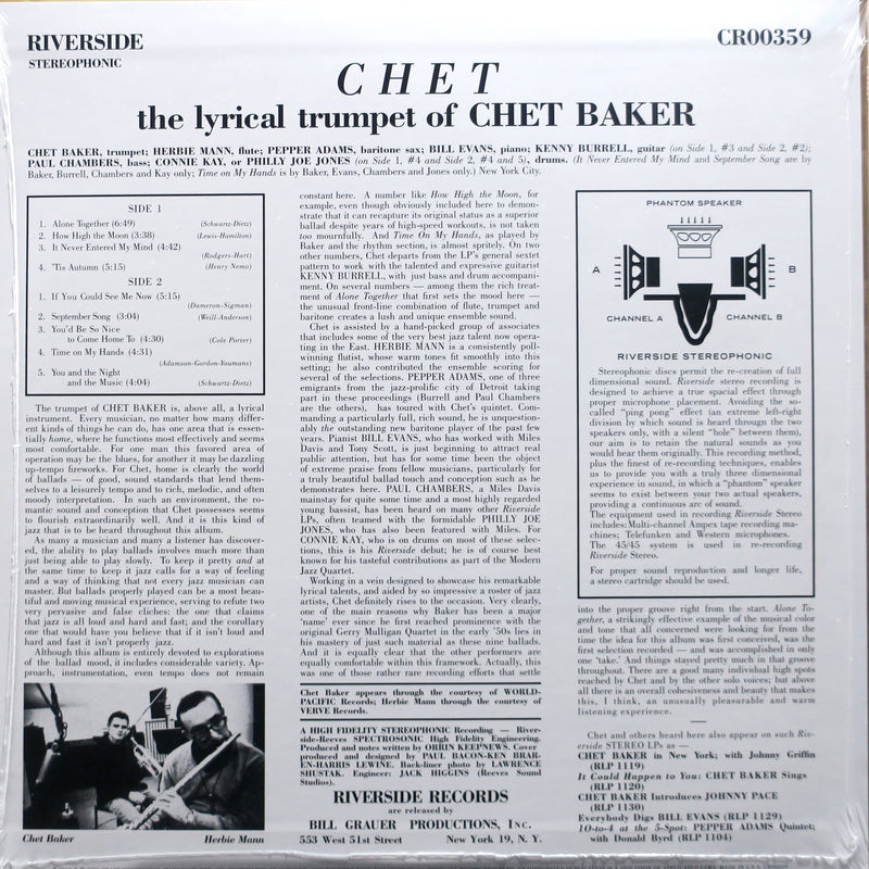 CHET BAKER 'Chet' CRAFT 180g Vinyl LP