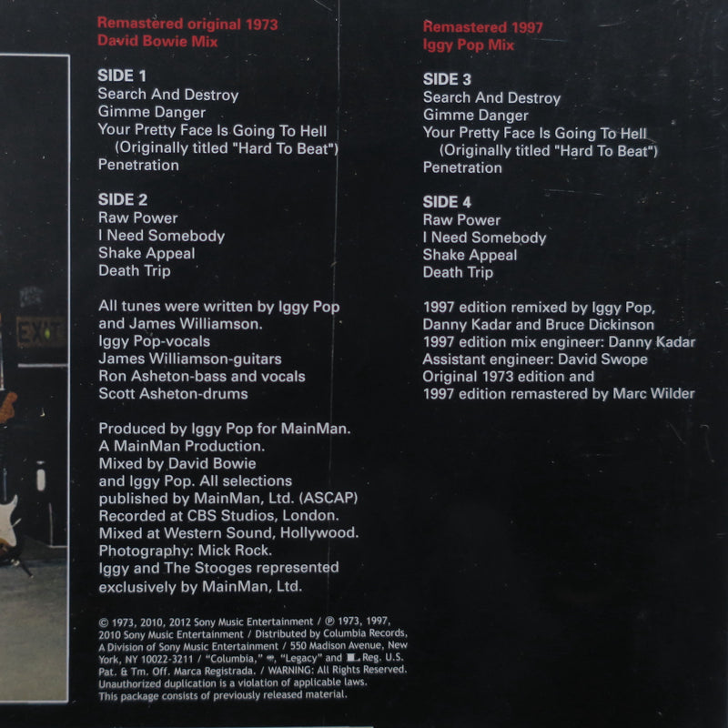 IGGY & THE STOOGES 'Raw Power' GOLD Vinyl 2LP (Bowie & Iggy Mixes)
