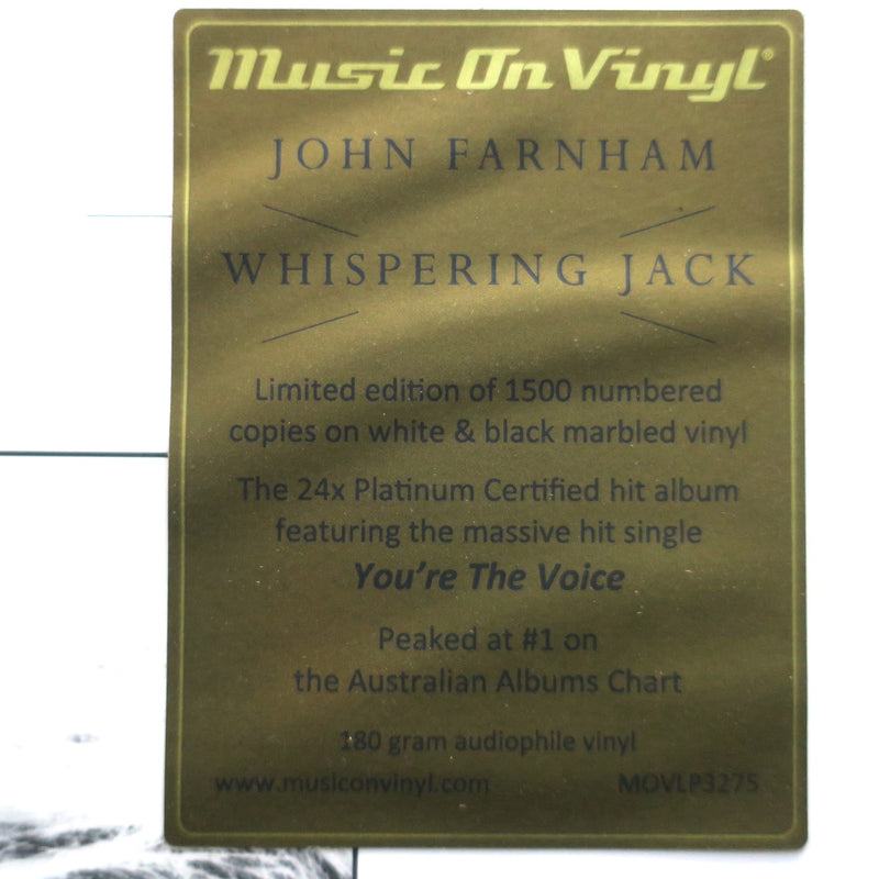 JOHN FARNHAM 'Whispering Jack' 180g WHITE/BLACK MARBLE Vinyl LP