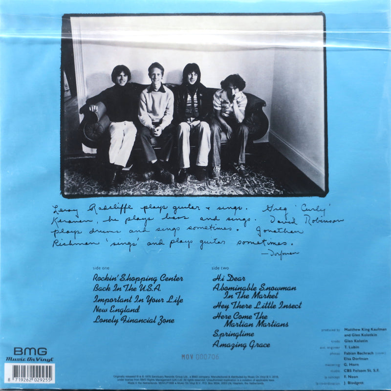JONATHAN RICHMAN & THE MODERN LOVERS s/t 180g GOLD Vinyl LP