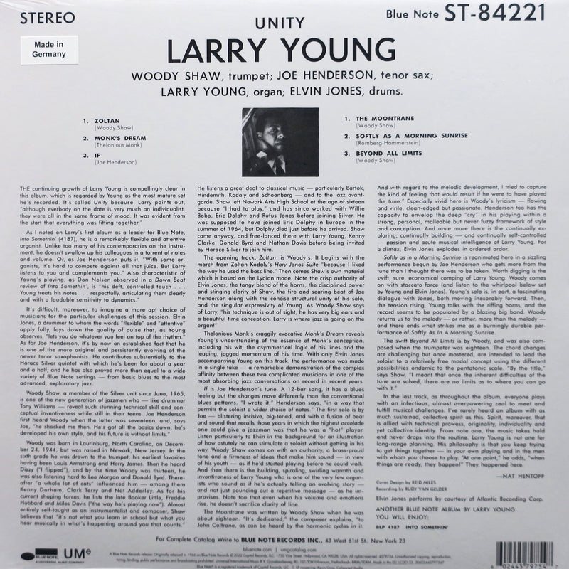 LARRY YOUNG 'Unity' BLUE NOTE CLASSIC 180g Vinyl LP
