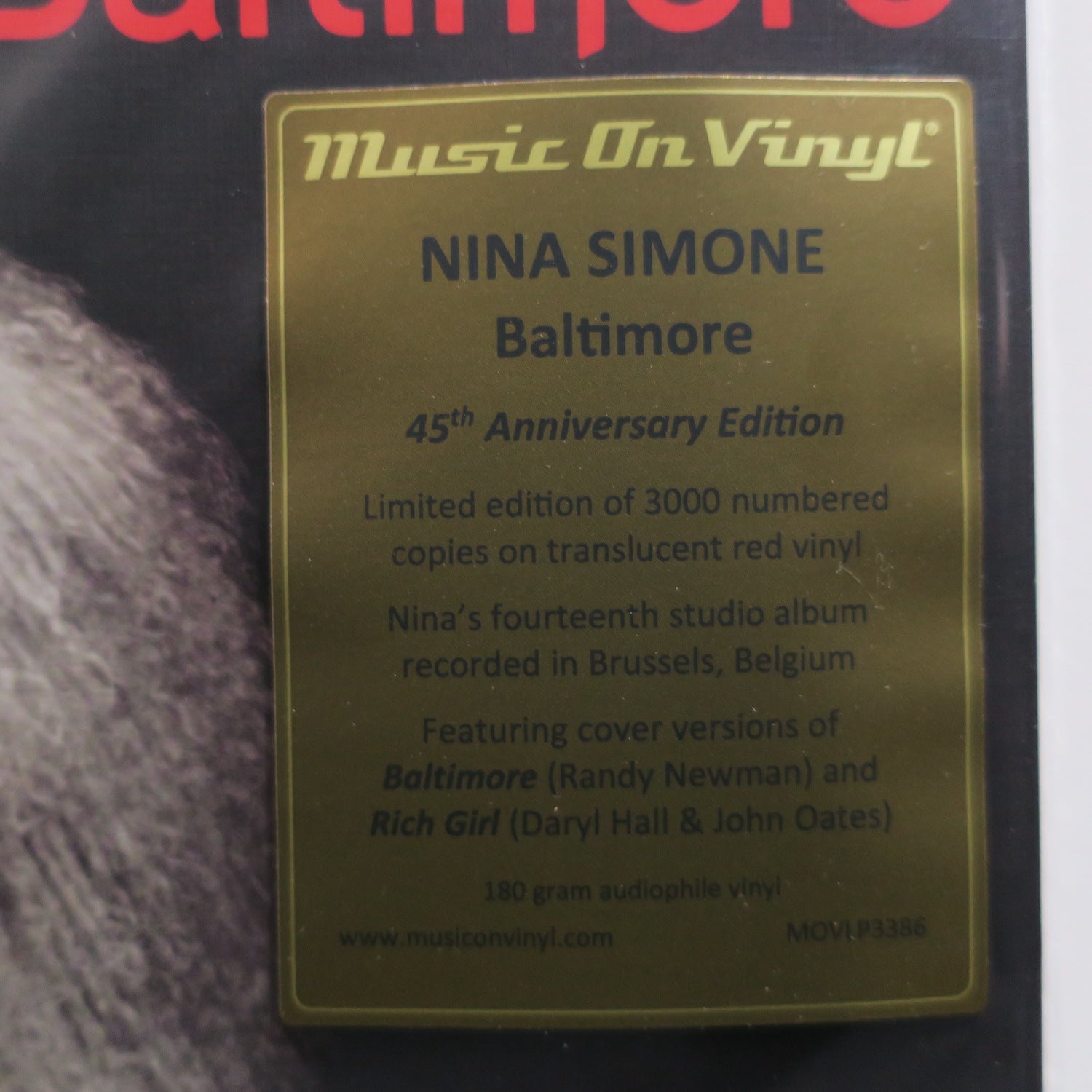 NINA SIMONE 'Baltimore' 180g RED Vinyl LP – GOLDMINE RECORDS PTY. LTD.