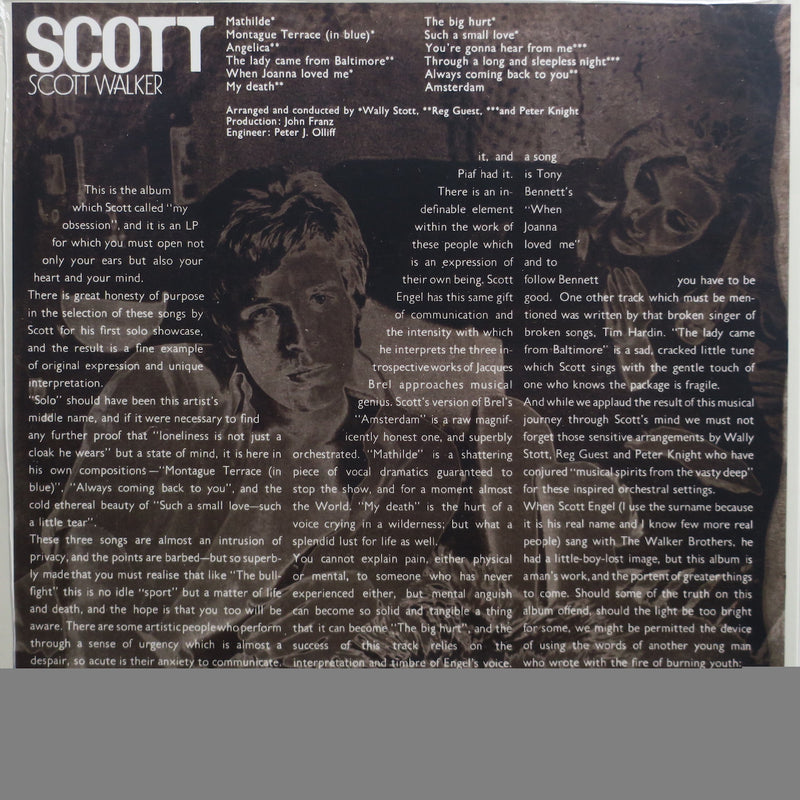 SCOTT WALKER 'Scott' 180g Vinyl LP