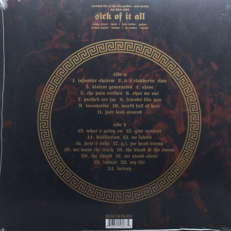 SICK OF IT ALL 'Live In A World Full Of Hate' CLEAR Vinyl LP (1993 Hardcore)