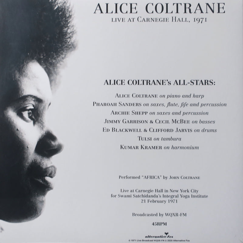 ALICE COLTRANE 'Live At The Carnegie Hall 1971' Vinyl LP