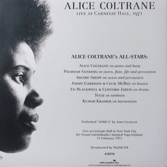 ALICE COLTRANE 'Live At The Carnegie Hall 1971' Vinyl LP