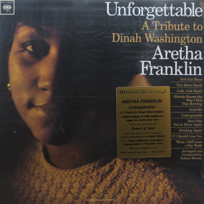 ARETHA FRANKLIN 'Unforgettable: Tribute To Dinah Washington' 180g CLEAR Vinyl LP