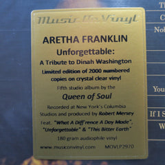 ARETHA FRANKLIN 'Unforgettable: Tribute To Dinah Washington' 180g CLEAR Vinyl LP