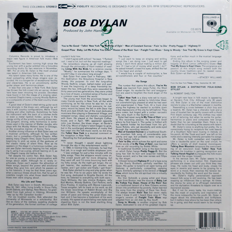 BOB DYLAN 's/t' 180g Vinyl LP