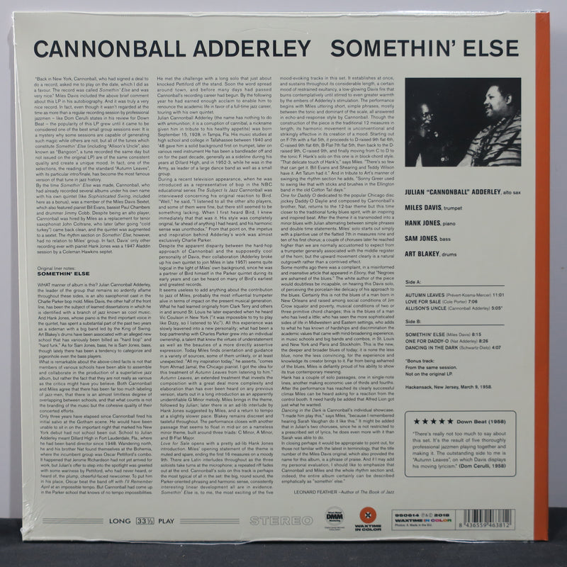 CANNONBALL ADDERLEY 'Somethin' Else' 180g ORANGE Vinyl LP