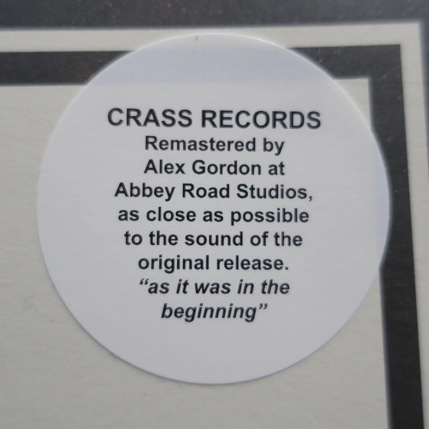 CRASS 'Yes Sir, I Will' Remastered Vinyl LP GOLDMINE RECORDS