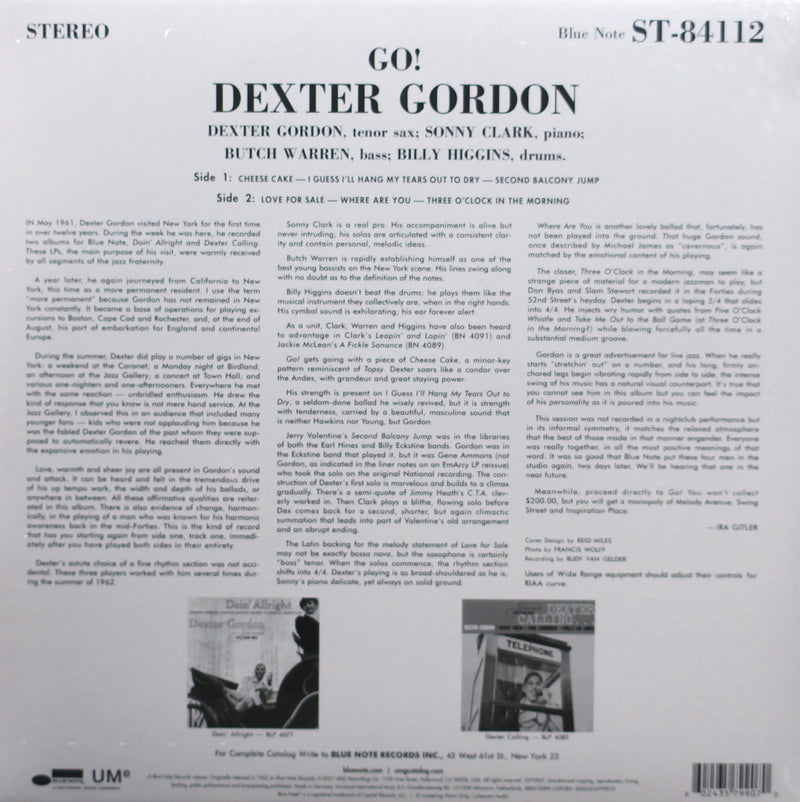 DEXTER GORDON 'Go!' BLUE NOTE CLASSIC 180g Vinyl LP
