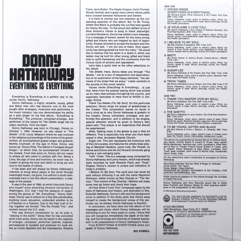 DONNY HATHAWAY 'Everything Is Everything' SPEAKERS CORNER Remastered 180g Vinyl LP