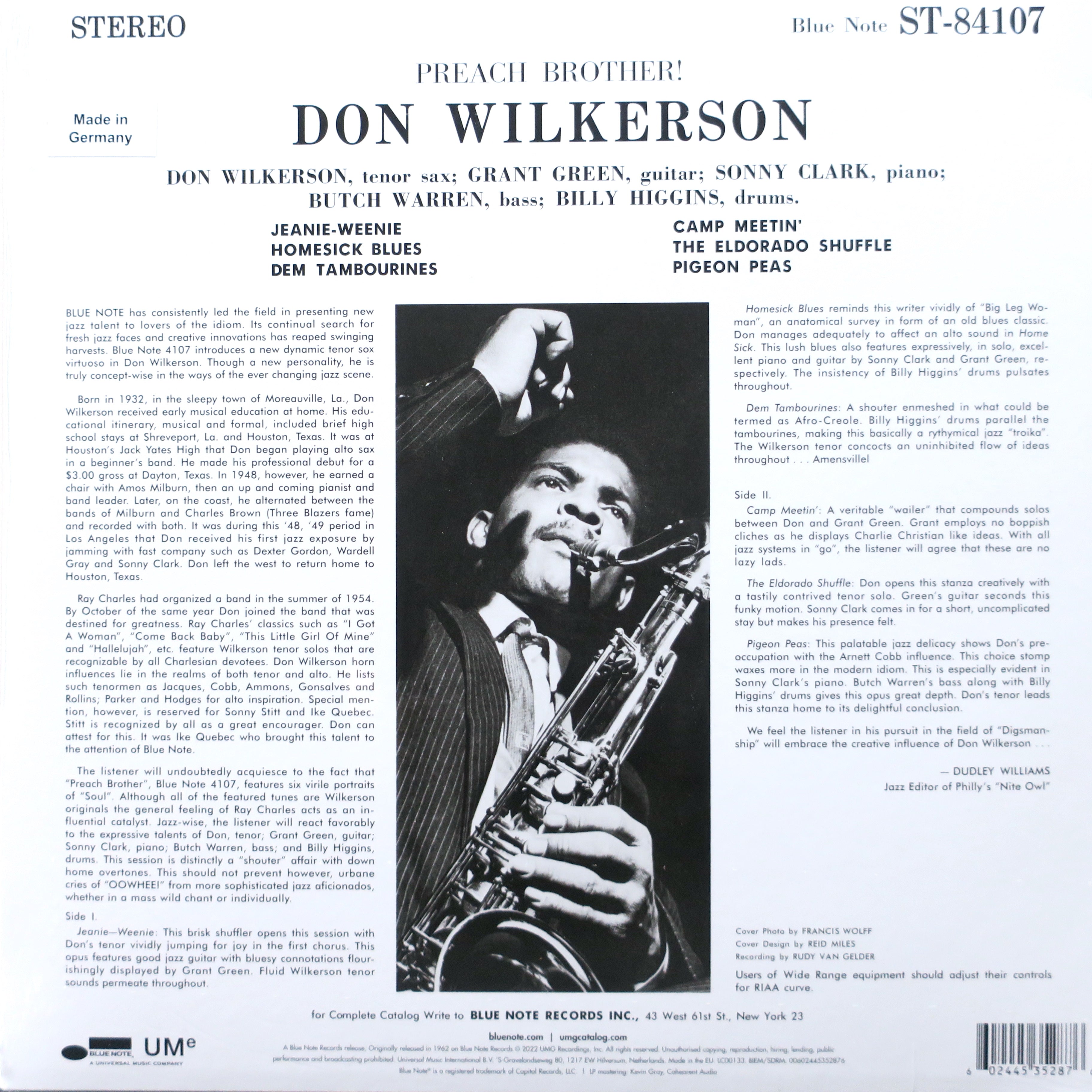 DON WILKERSON 'Preach Brother!' BLUE NOTE CLASSIC 180g Vinyl LP