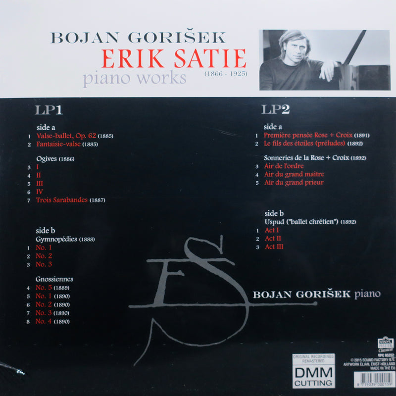 ERIK SATIE 'Pianoworks: Bojan Gorisek' Vinyl 2LP