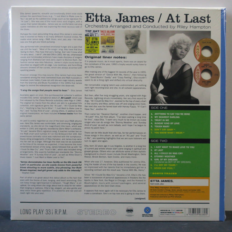 ETTA JAMES 'At Last!' 180g BLUE Vinyl LP