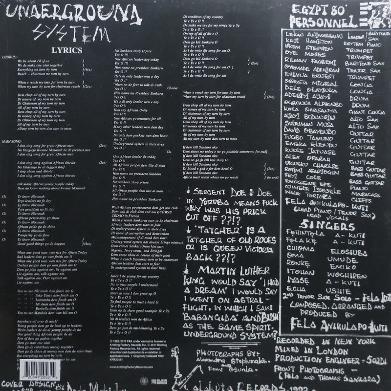 FELA KUTI 'Underground System' Vinyl LP (1992 Afrobeat)
