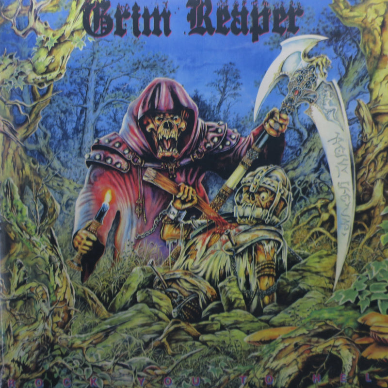 GRIM REAPER 'Rock You To Hell' BLUE Vinyl LP (1987 Metal)