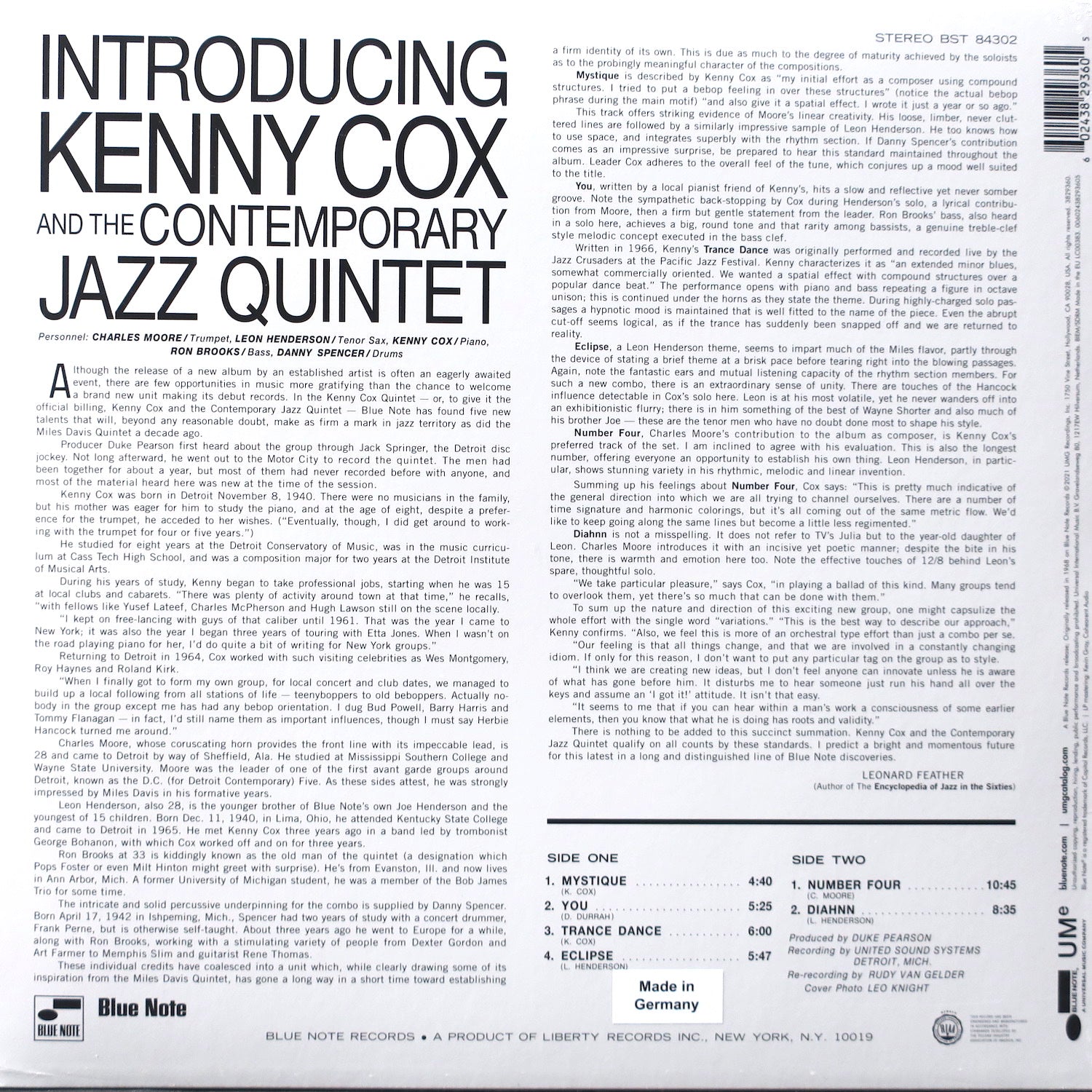 Kenny Cox Introducing ポストバップ傑作レアUSオリジナル盤 KENNY COX 'Introducing Kenny Cox & The Contemporary Jazz