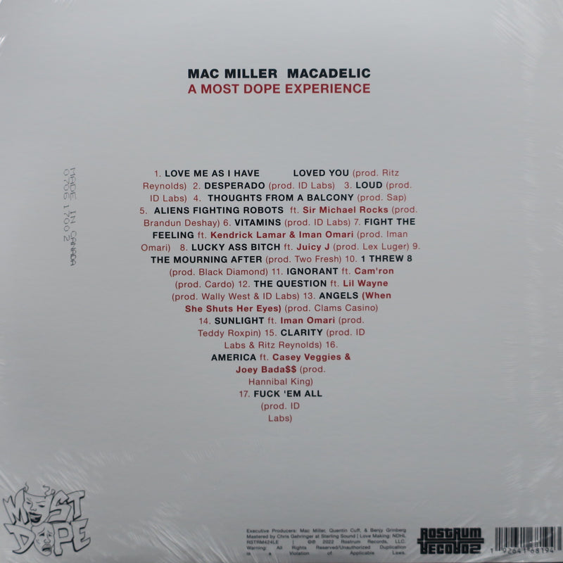 MAC MILLER 'Macadelic' Vinyl 2LP (2012 Hip Hop)
