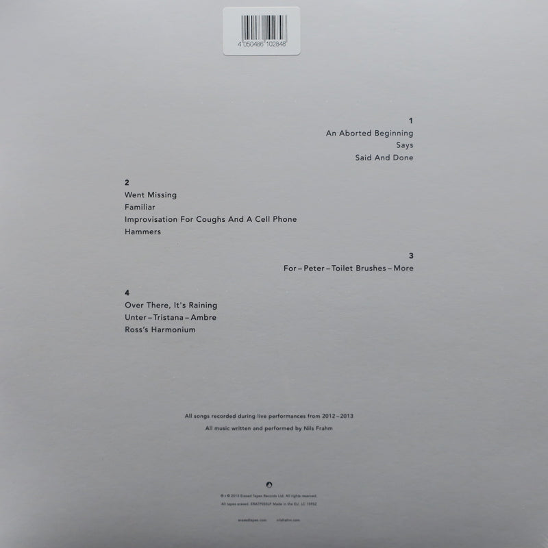 NILS FRAHM 'Spaces' (Live) Vinyl 2LP