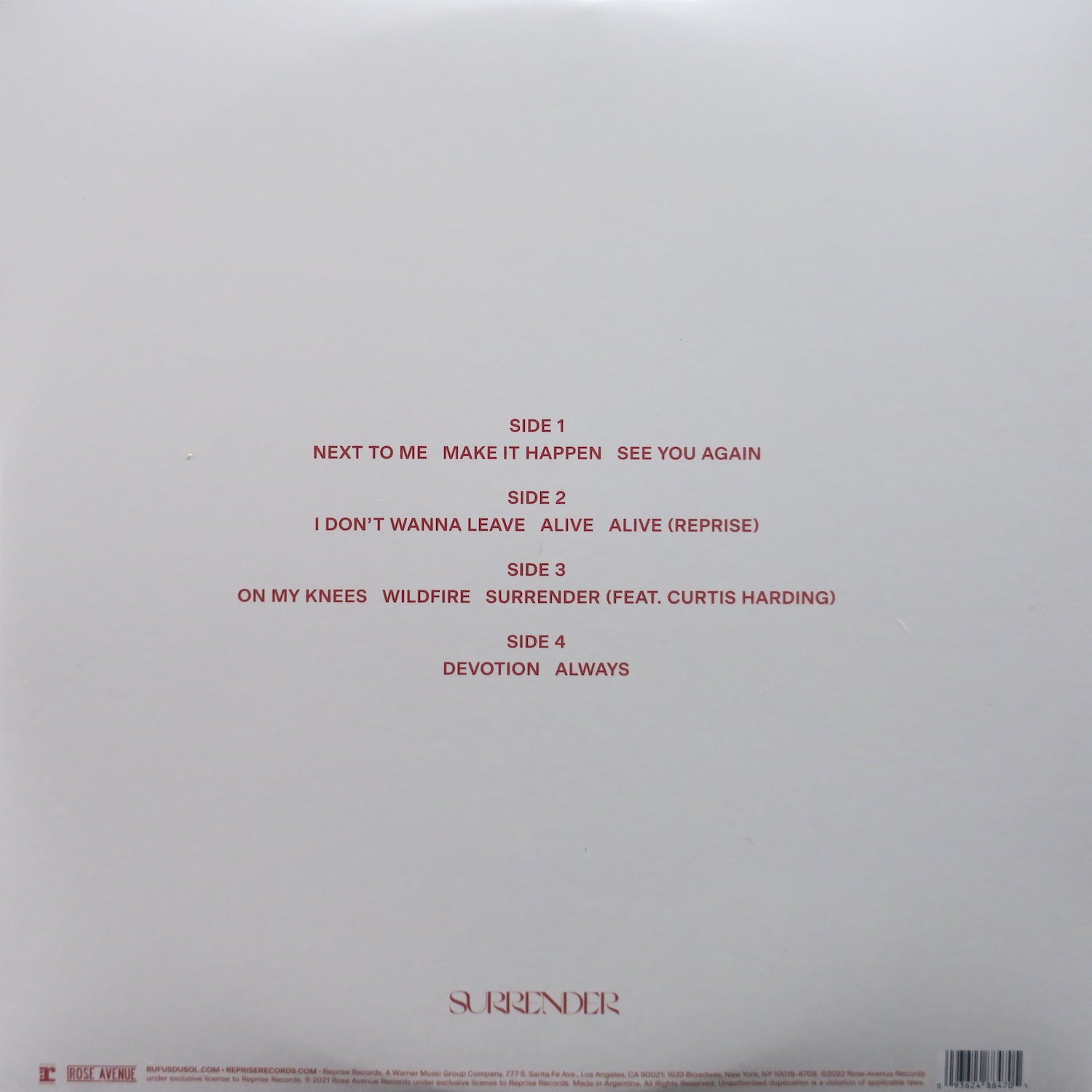 RUFUS DU SOL 'Surrender' RED Vinyl 2LP GOLDMINE RECORDS