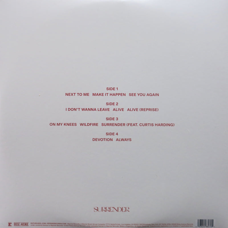 RUFUS DU SOL 'Surrender' RED Vinyl 2LP
