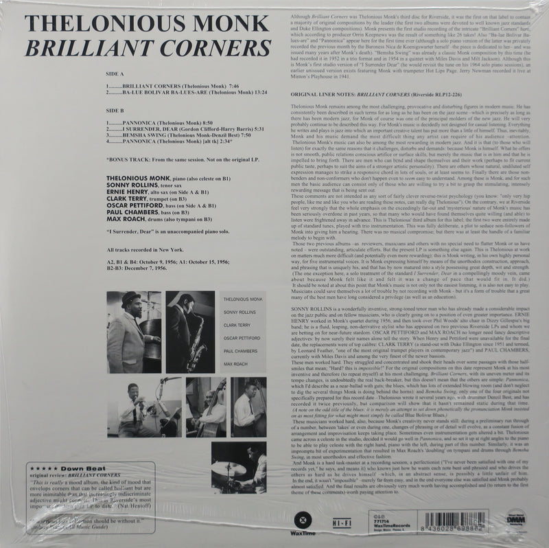 THELONIOUS MONK 'Brilliant Corners' 180g Vinyl LP